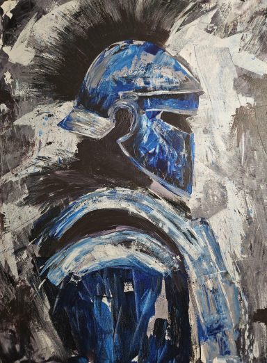 Soldier of Courage - Blue and Grey abstract The Blue Knight -- Blue and Grey abstract