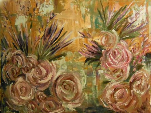 Grandma's roses - blooms and memories abstract floral, roses painting, for sale, original art, garden, flowers, red flowers, pink flowers, purple flowers, flowers