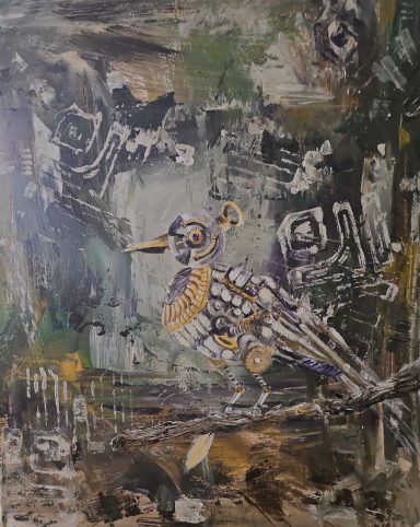 Steam Punk Bird & Forest Mechanical Steam Punk Bird & Forest mechanical bird, steampunk bird art, steampunk bird painting, steampunk, steampunk clockwork, steam pun