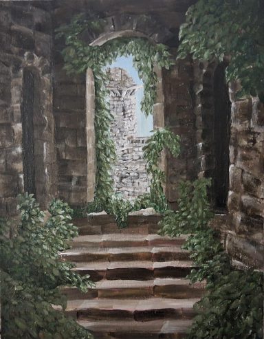 Castle Window View Castle Window View, Original Art, Castle Art